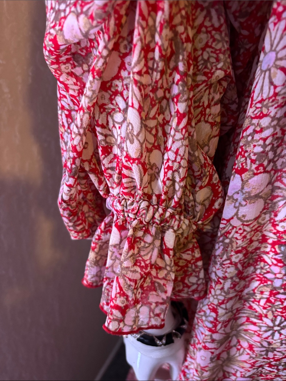 Free People Red Floral Tie-Front Maxi Dress - Picture 3 of 7